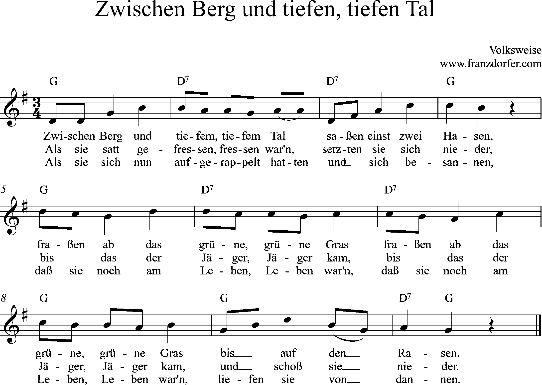 Noten, Zwischen Berg und tiefem tiefem Tal